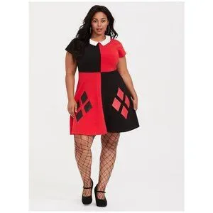 torrid Dresses Torrid Harley Quinn Black Red Halloween Skater